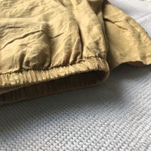 Flax | soft mustard linen pants w/pockets | size: L